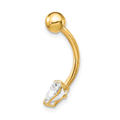 10k 14 Gauge 6mm CZ Heart Belly Dangle
