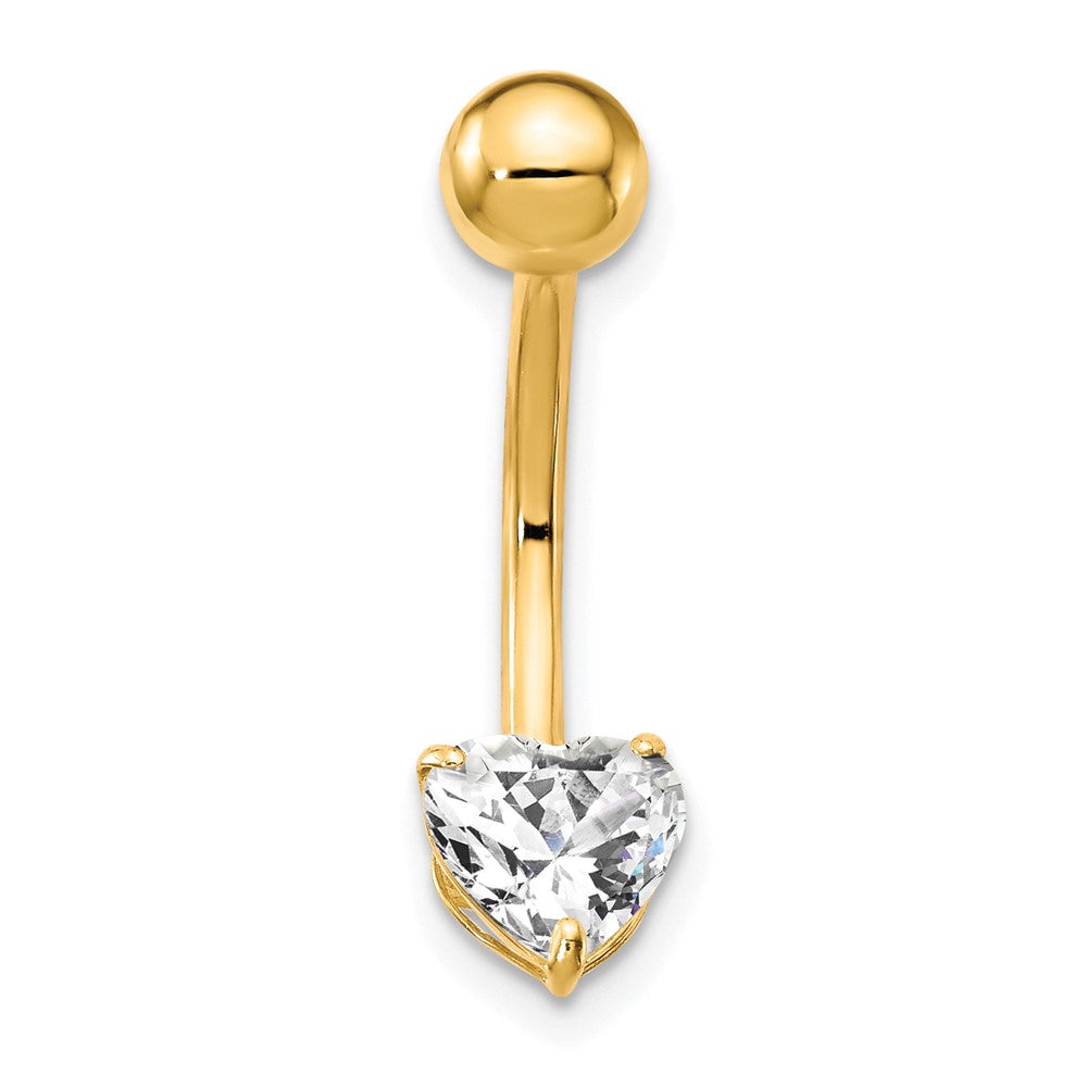 10k 14 Gauge 6mm CZ Heart Belly Dangle