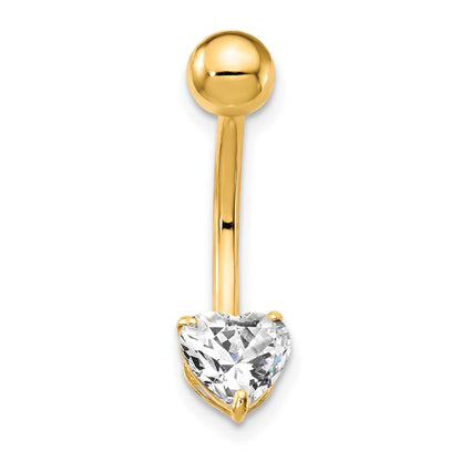 10k 14 Gauge 6mm CZ Heart Belly Dangle