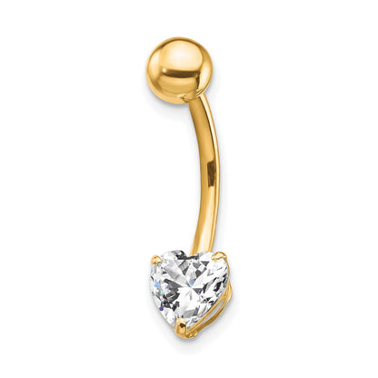 10k 14 Gauge 6mm CZ Heart Belly Dangle