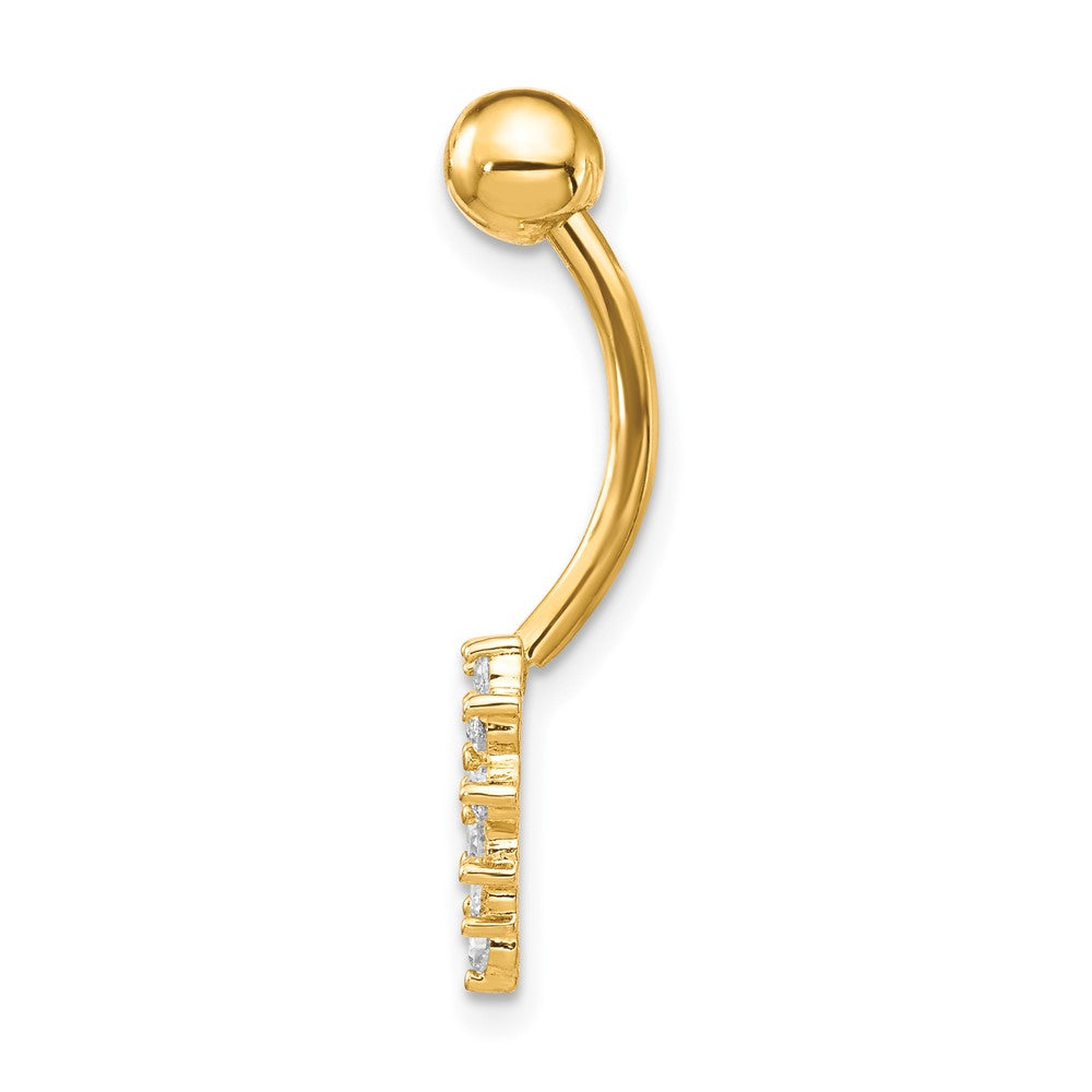 10k 14 Gauge CZ Heart Belly Dangle