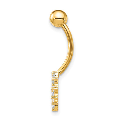 10k 14 Gauge CZ Heart Belly Dangle