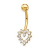 10k 14 Gauge CZ Heart Belly Dangle