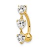 10k 5mm CZ Heart 3-Stone Belly Dangle