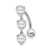 10k White Gold 5mm CZ Heart 3-Stone Belly Dangle