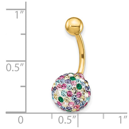 10K 14 Gauge with 10mm Multi-Color Crystal Ball Belly Dangle