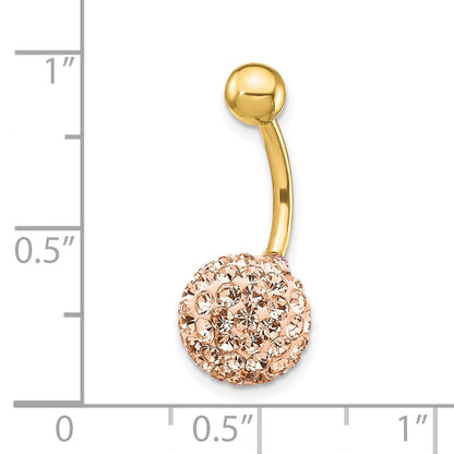 10k 14 Gauge with 10mm Champagne Crystal Ball Belly Dangle