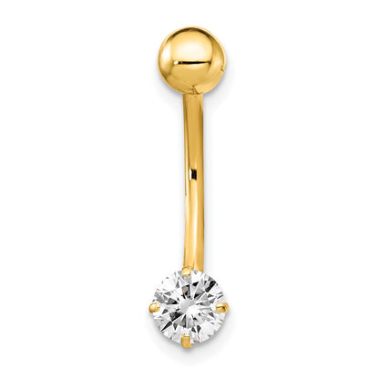 10k 14 Gauge 5mm Round CZ Belly Dangle