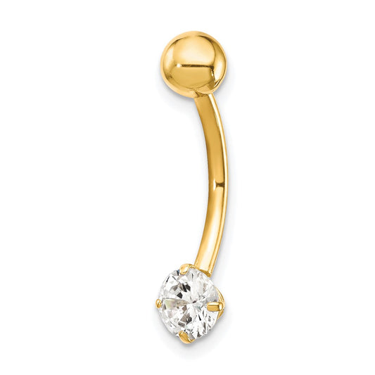 10k W/5mm Round CZ Belly Dangle