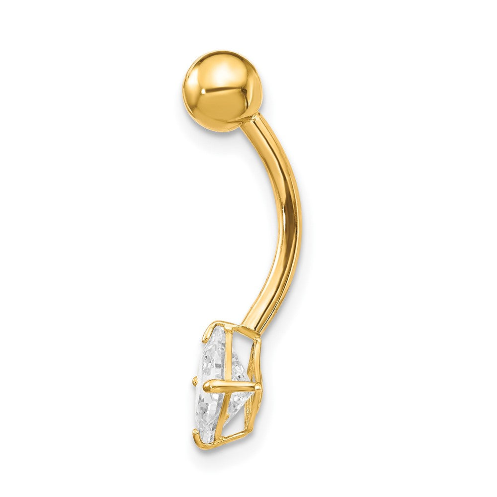 10k 14 Gauge 5mm Square CZ Belly Dangle