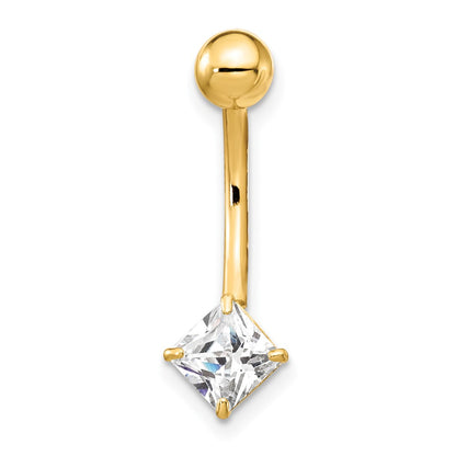 10k 14 Gauge 5mm Square CZ Belly Dangle