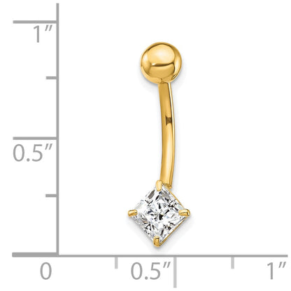 10k 14 Gauge 5mm Square CZ Belly Dangle