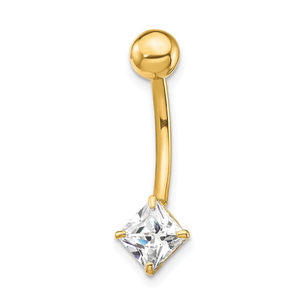 10k 14 Gauge 5mm Square CZ Belly Dangle