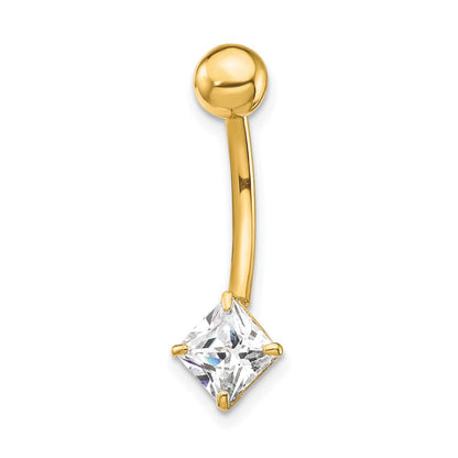 10k 14 Gauge 5mm Square CZ Belly Dangle