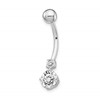 10k White Gold 14 Gauge 3mm and 6mm CZ Belly Dangle