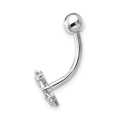 10k White Gold 14 Gauge CZ Butterfly Belly Dangle