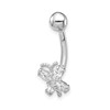 10k White Gold 14 Gauge CZ Butterfly Belly Dangle