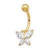 10k 14 Gauge Large CZ Butterfly Belly Dangle
