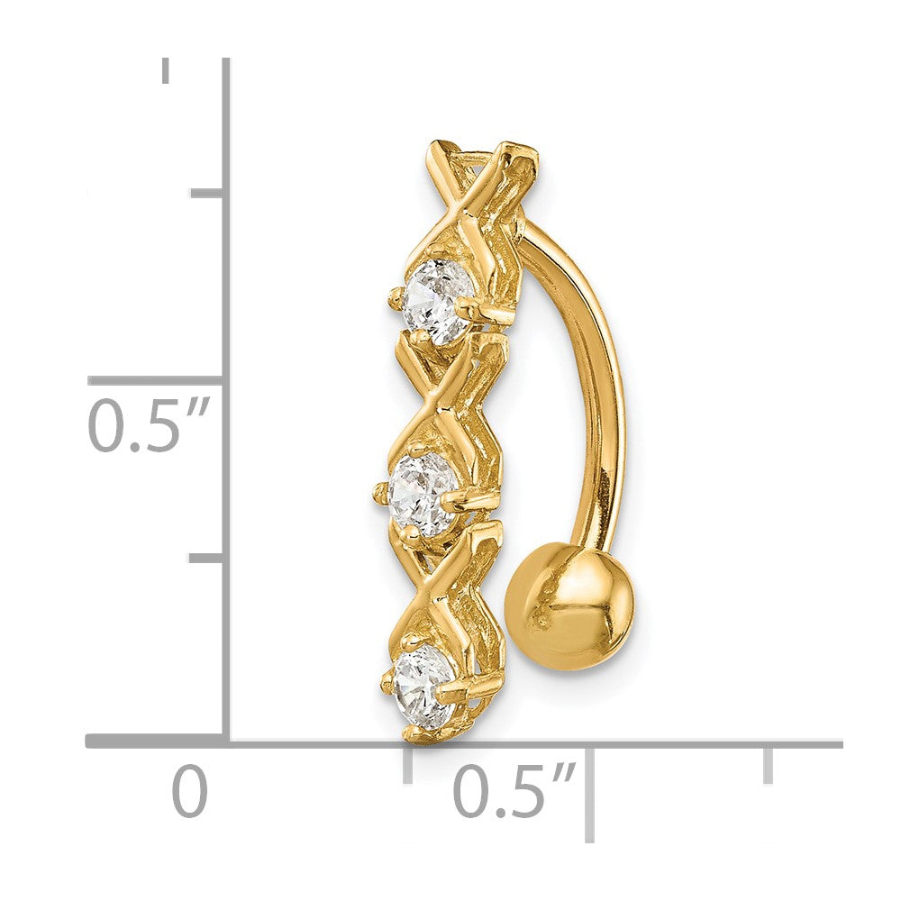 10k CZ Xoxo Belly Dangle
