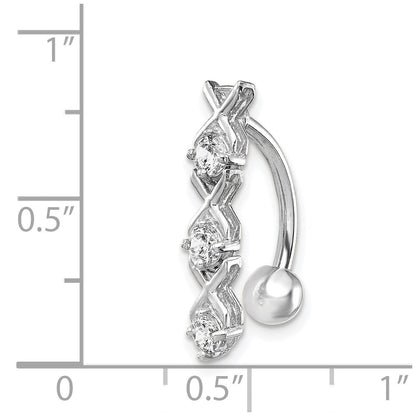 10k White Gold CZ Xoxo Belly Dangle