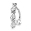 10k White Gold CZ Xoxo Belly Dangle