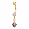 10k Square Amethyst and CZ Belly Dangle