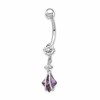 10k White Gold Square Amethyst and CZ Belly Dangle