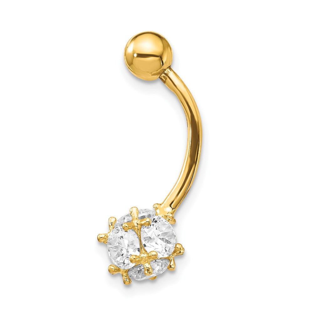 10k 14 Gauge 7mm CZ Ball Belly Dangle