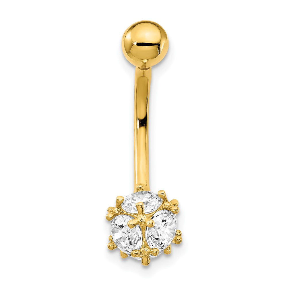 10k 14 Gauge 7mm CZ Ball Belly Dangle