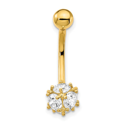 10k 14 Gauge 7mm CZ Ball Belly Dangle