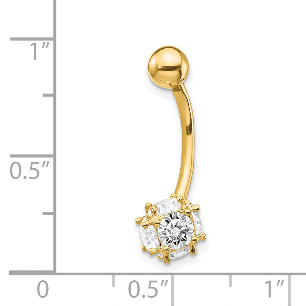 10k 14 Gauge 7mm CZ Ball Belly Dangle