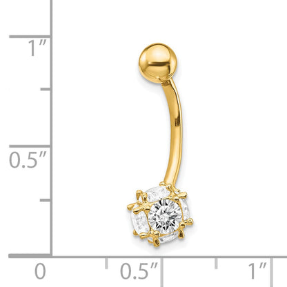 10k 14 Gauge 7mm CZ Ball Belly Dangle