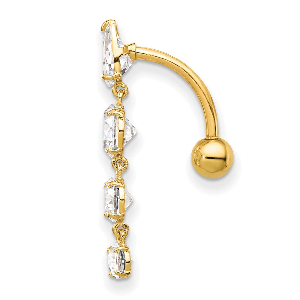 10k Clear CZ 4-Stone Belly Dangle