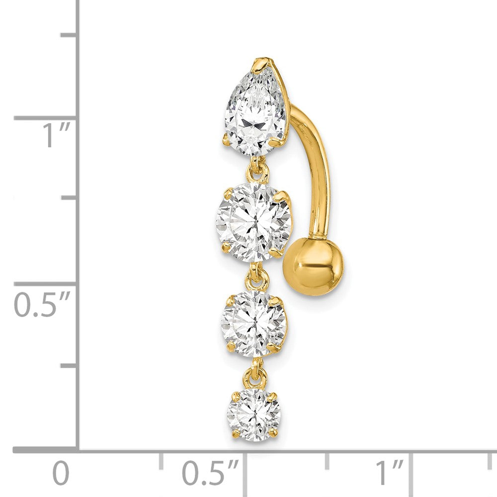 10k Clear CZ 4-Stone Belly Dangle