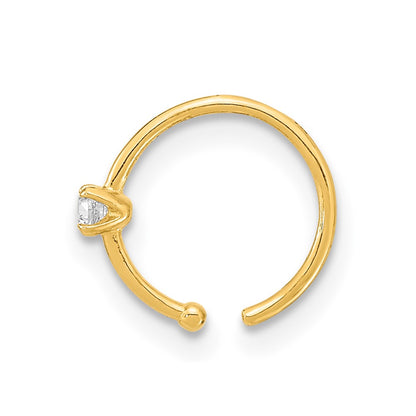 10K 20 Gauge CZ Hoop Nose Ring Body Jewelry