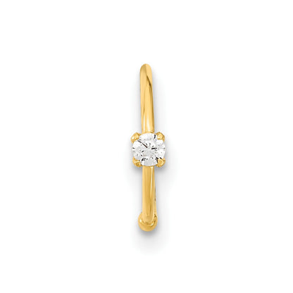 10K 20 Gauge CZ Hoop Nose Ring Body Jewelry