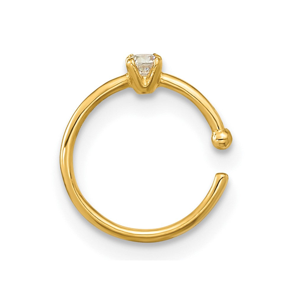 10K 20 Gauge CZ Hoop Nose Ring Body Jewelry