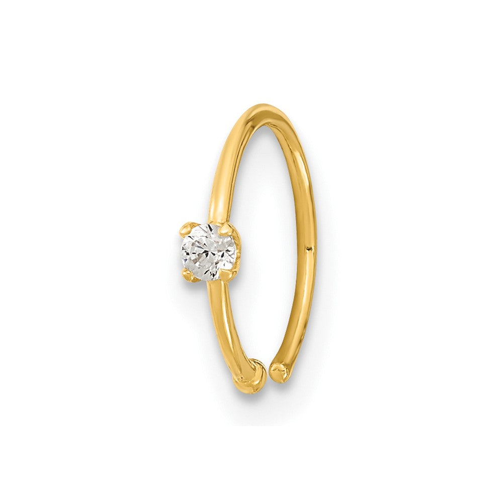 10K 20 Gauge CZ Hoop Nose Ring Body Jewelry