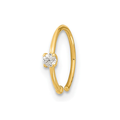 10K 20 Gauge CZ Hoop Nose Ring Body Jewelry