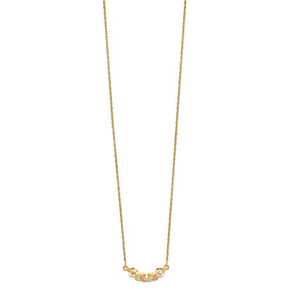 10k and 12k Tri-color Black Hills Gold Leaves Scroll Bar 14k Gold-filled Chain 19 inch Necklace