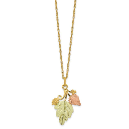 10k and 12k Tri-color Black Hills Gold Grapes and Leaves 14k Gold-filled Chain 18 inch Necklace