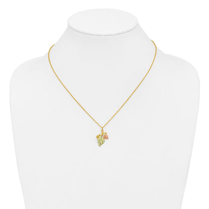 10k and 12k Tri-color Black Hills Gold Grapes and Leaves 14k Gold-filled Chain 18 inch Necklace