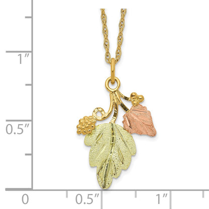 10k and 12k Tri-color Black Hills Gold Grapes and Leaves 14k Gold-filled Chain 18 inch Necklace