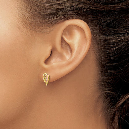 10k and 12k Tri-color Black Hills Gold Heart Leaf Post Earrings
