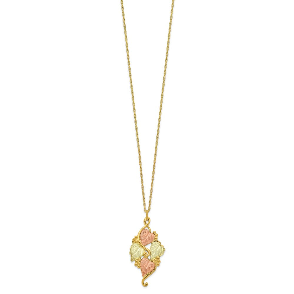 10k and 12k Tri-color Black Hills Gold Grapes and Leaves 14k Gold-filled Chain 18 inch Necklace