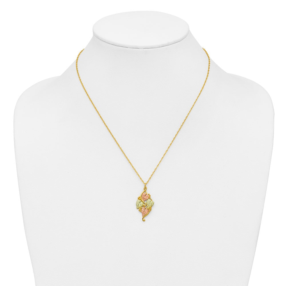 10k and 12k Tri-color Black Hills Gold Grapes and Leaves 14k Gold-filled Chain 18 inch Necklace