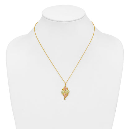 10k and 12k Tri-color Black Hills Gold Grapes and Leaves 14k Gold-filled Chain 18 inch Necklace