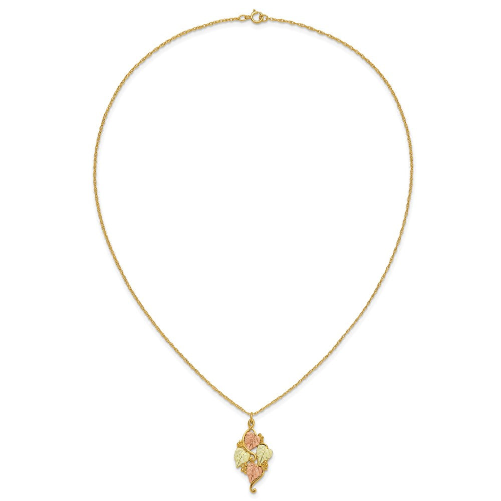 10k and 12k Tri-color Black Hills Gold Grapes and Leaves 14k Gold-filled Chain 18 inch Necklace