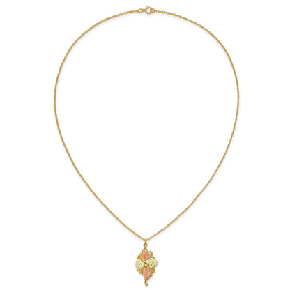 10k and 12k Tri-color Black Hills Gold Grapes and Leaves 14k Gold-filled Chain 18 inch Necklace