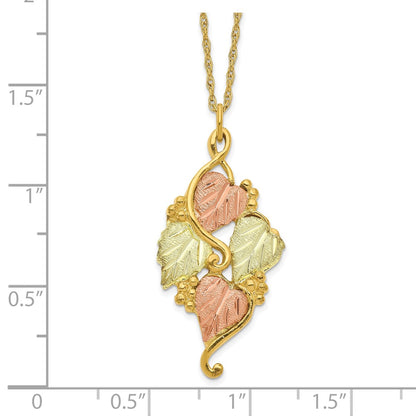10k and 12k Tri-color Black Hills Gold Grapes and Leaves 14k Gold-filled Chain 18 inch Necklace